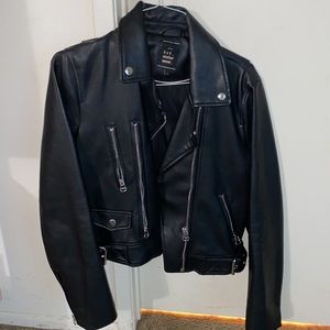 Zara black leather jacket size medium